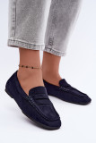 Flache Mokassins aus blauem Wildleder