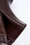 Gefütterte Stiefelette mit Blockabsatz, braun
