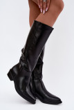 Gefütterte Overknee-Stiefel mit niedrigem Absatz schwarz