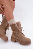 Beige gefütterte Ankle-Boots aus Wildlederimitat