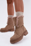 Beige gefütterte Ankle-Boots aus Wildlederimitat
