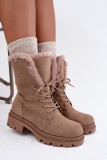 Beige gefütterte Ankle-Boots aus Wildlederimitat