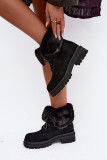 Schwarze gefütterte Ankle-Boots aus Wildlederimitat