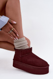 Snowboots aus echtem Veloursleder bordeaux