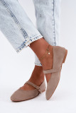 Beige Mary Jane Ballerinas aus Wildlederimitat