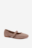 Beige Mary Jane Ballerinas aus Wildlederimitat