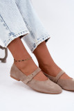 Beige Mary Jane Ballerinas aus Wildlederimitat