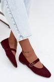 Bordeauxrote Mary Jane Ballerina aus Velourslederimitat