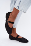 Schwarze Mary Jane Ballerina aus Velourslederimitat