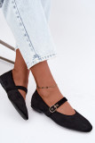 Schwarze Mary Jane Ballerina aus Velourslederimitat