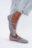 Blaue Mary Jane Ballerina aus Velourslederimitat
