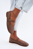 Barefoot-Ballerina mit Riemen aus beigem Wildleder