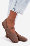Barefoot-Ballerina mit Riemen aus beigem Wildleder