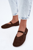 Barefoot Ballerina mit Riemen aus braunem Wildlederimitat