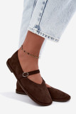 Barefoot Ballerina mit Riemen aus braunem Wildlederimitat
