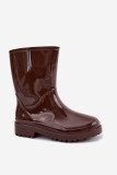 Braune Gummistiefel mit flachem Absatz