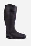 Hohe schwarze Gummistiefel mit flachem Absatz