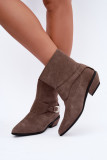 Gefütterte beige Stiefelette aus Wildleder