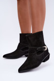 Gefütterte schwarze Ankle Boots aus echtem Veloursleder