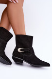 Gefütterte schwarze Ankle Boots aus echtem Veloursleder