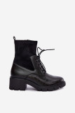 Schwarze gefütterte Stiefelette mit Blockabsatz