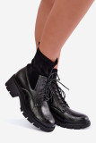 Schwarze gefütterte Stiefelette mit Blockabsatz