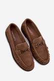 Veloursleder-Mokassin mit Raffung und Zierde, beige