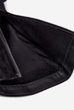 Schwarze Veloursstiefel mit Raffung und Blockabsatz