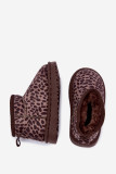 Schneestiefel mit Leopardenmuster, braun, aus Kunstveloursleder