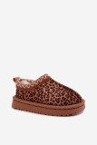 Braune Schneestiefel mit Leopardenstickerei