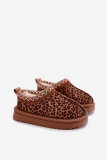 Braune Schneestiefel mit Leopardenstickerei