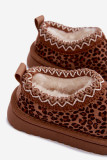 Braune Schneestiefel mit Leopardenstickerei