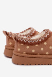 Braune Winterstiefel mit Stickerei und Punkten