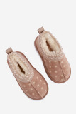 Beige Schneestiefel mit Muster und Stickerei
