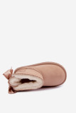 Beige Schneestiefel mit Schleife aus Kunstveloursleder