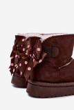 Braune Schneestiefel mit Schleife aus Velourslederimitat