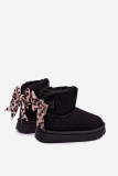Schwarzer Winterstiefel mit Schleife aus Kunstveloursleder