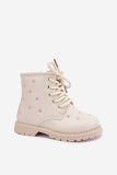 Beige gefütterte Stiefelette mit Blumenmuster