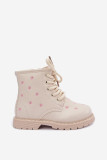 Beige gefütterte Stiefelette mit Blumenmuster