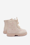 Beige gefütterte Stiefelette mit Blumenmuster