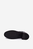 Schwarze Stiefelette aus Kunstleder mit Blockabsatz