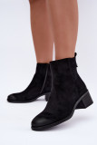 Schwarze Stiefelette mit niedrigem Blockabsatz und Reißverschluss