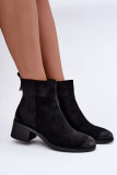 Schwarze Stiefelette mit niedrigem Blockabsatz und Reißverschluss