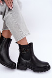 Gefütterte schwarze Stiefelette mit Zierde