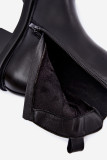 Gefütterte schwarze Stiefelette mit Zierde