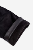 Gefütterte Overknee-Stiefel mit umgeschlagenem Schaft und Absatz schwarz