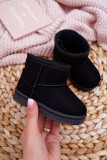Gefütterte schwarze Schneestiefel aus Wildlederimitat
