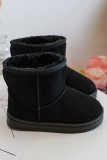 Gefütterte schwarze Schneestiefel aus Wildlederimitat
