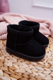 Gefütterte schwarze Schneestiefel aus Wildlederimitat