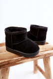Gefütterte schwarze Schneestiefel aus Wildlederimitat